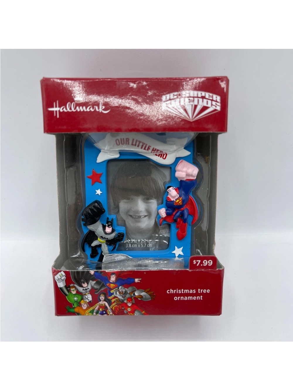 Hallmark DC Super Friends Red & Blue Superman and Batman Photo Ornament
